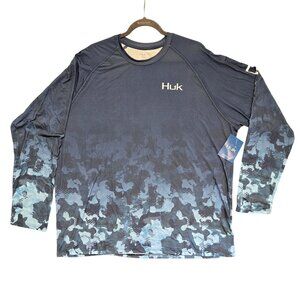 Huk Refraction Fish Fade Pursuit Long Sleeve Performance Fishing Shirt Xxl Blue